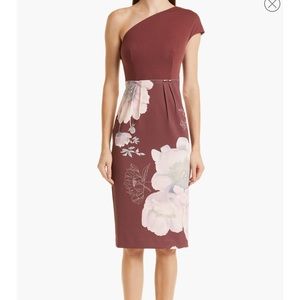Ted Baker Nimala Floral One-Shoulder Body-Con Dress NWT